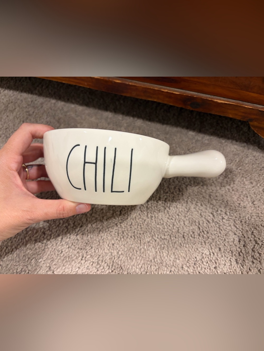Rae Dunn White CHILI Handled Serving Bowl